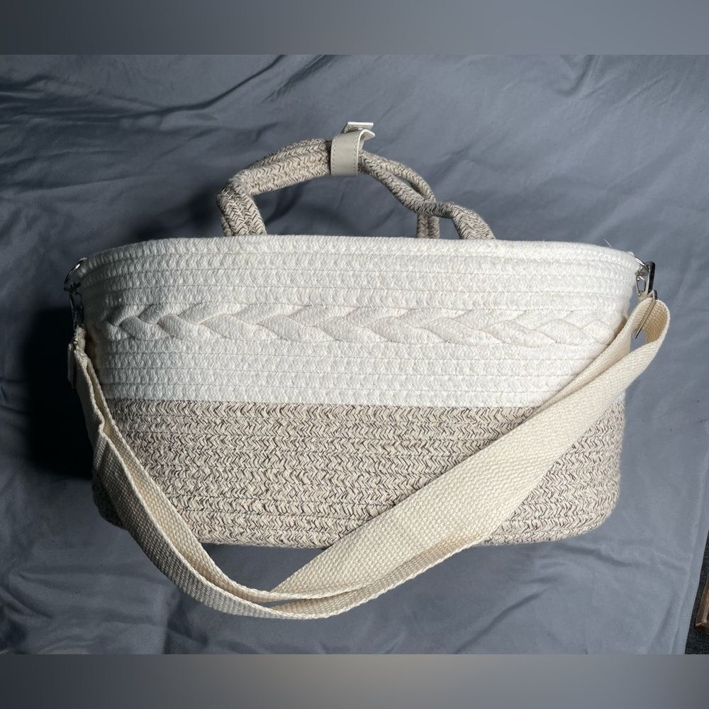 Elegant Two-Tone Woven Tote Bag